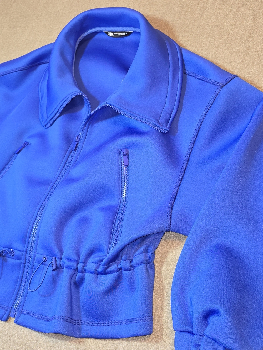 Zara Women’s Electric Blue Cropped Drawstring Jacket XL